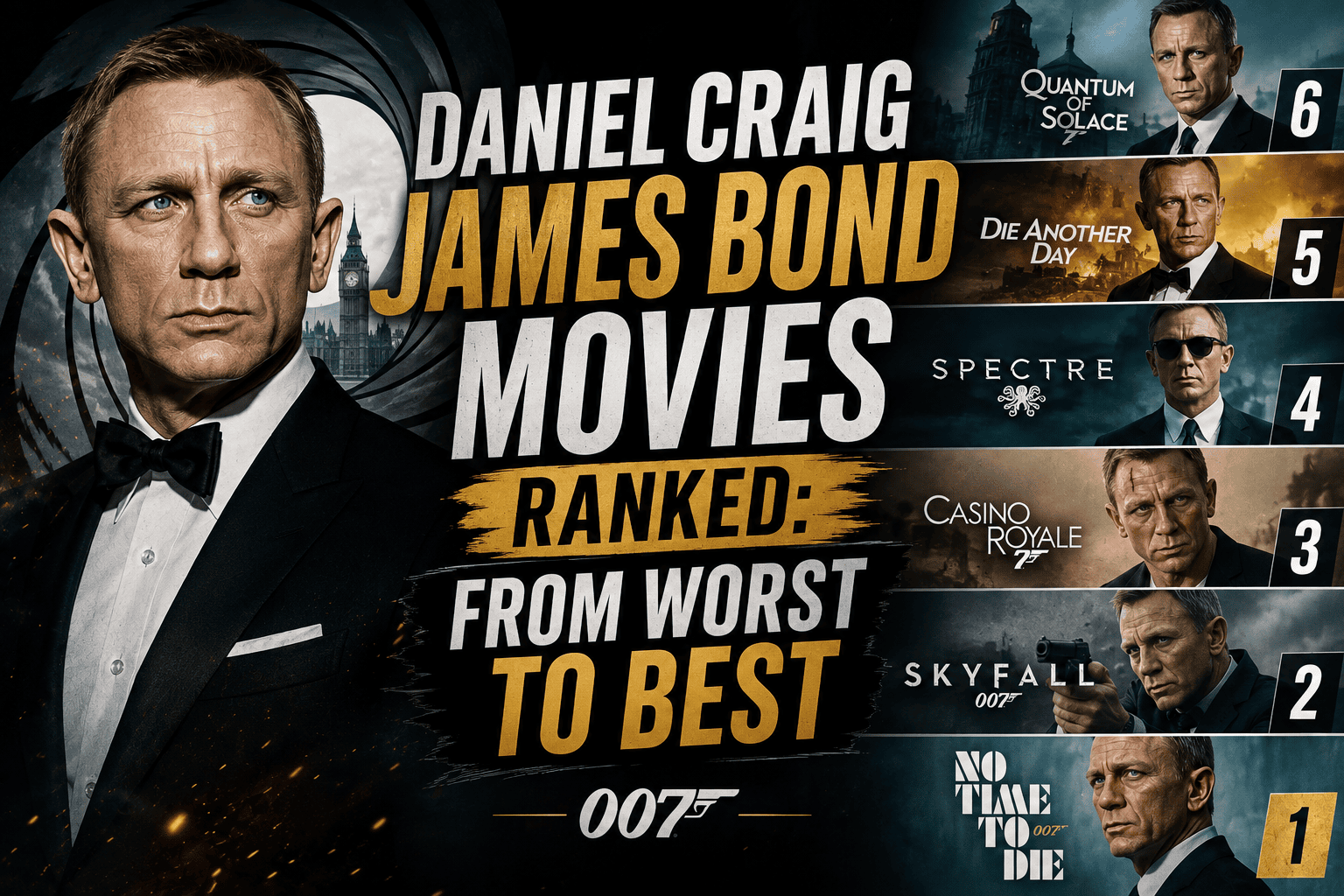 Daniel Craig James Bond Movies Ranked: From Worst to Best