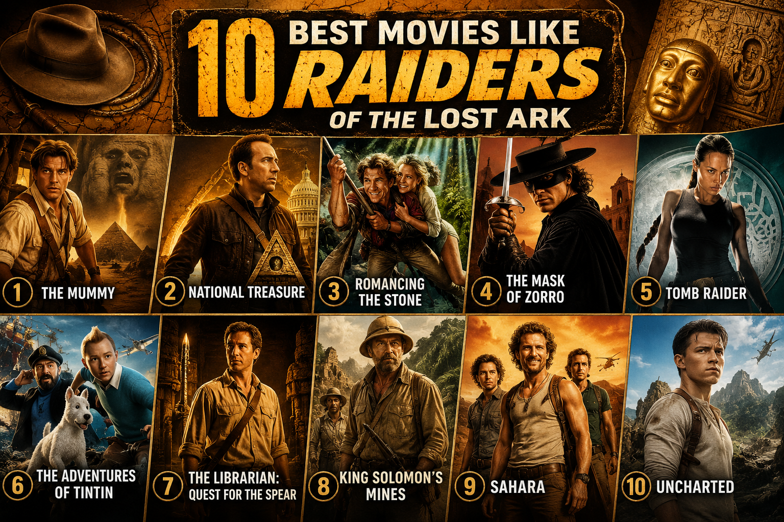 10 Best Movies Like Raiders of the Lost Ark