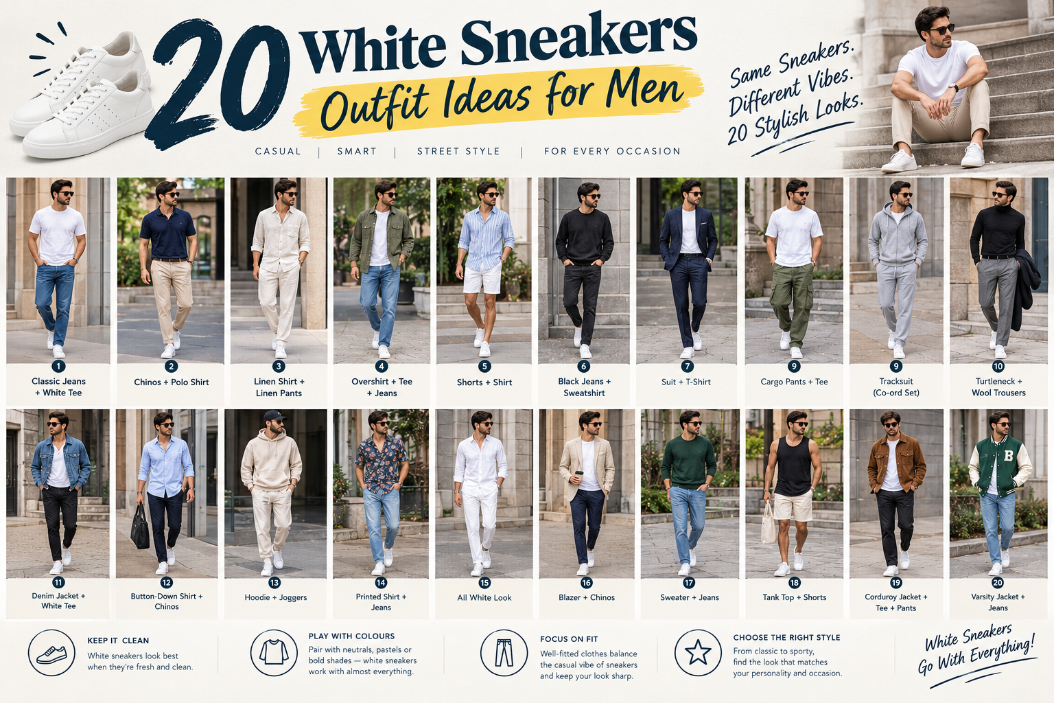 white sneakers outfit ideas